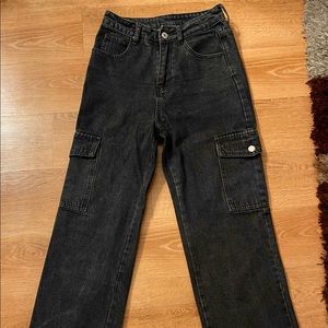 SHEIN XS High-waisted Black-Grey Cargo pants